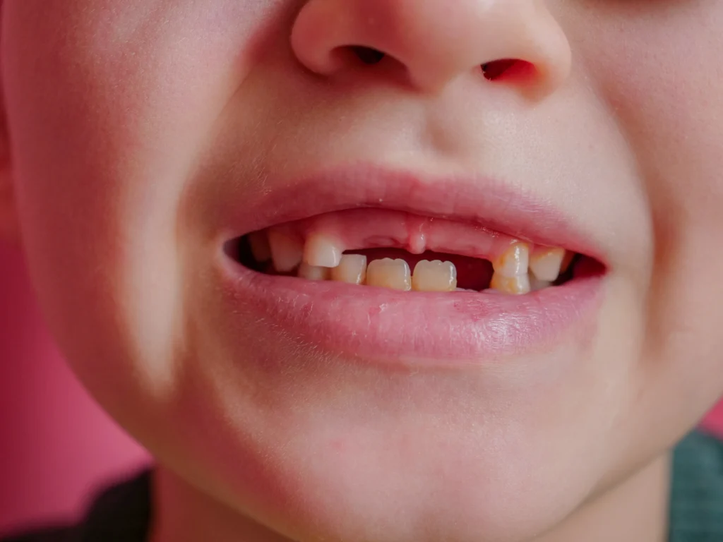 young child missing some baby teeth